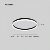 Plafonnier anneau LED minimaliste dimmable pour chambre