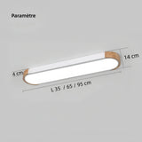 Plafonnier couloir LED ovale scandinave en bois et métal dimmable