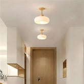 Plafonnier de couloir en verre et bois LED dimmable scandinave