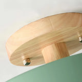 Plafonnier de couloir rond en bois et métal scandinave macaron