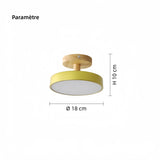 Plafonnier de couloir rond en bois scandinave macaron LED dimmable