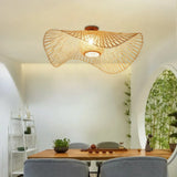 Plafonnier en bambou naturel tressé à la main pour chambre