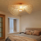 Plafonnier en bambou naturel tressé à la main pour chambre