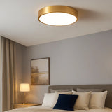 Plafonnier en laiton rond moderne LED dimmable pour chambre