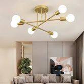 Plafonnier industriel Sputnik 6 lumières en métal pour salon