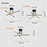 Plafonnier industriel Sputnik orientable en métal pour salon
