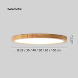 Plafonnier rond bois scandinave extra plat LED dimmable chambre