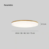 Plafonnier rond en bois scandinave dimmable pour chambre