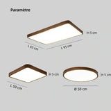 Plafonnier scandinave bois LED dimmable pour chambre