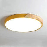 Plafonnier scandinave rond en bois et métal LED dimmable pour chambre
