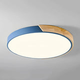 Plafonnier scandinave rond en bois et métal LED dimmable pour chambre
