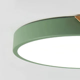 Plafonnier scandinave rond en bois et métal LED dimmable pour chambre