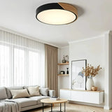 Plafonnier scandinave rond en bois et métal LED dimmable pour chambre
