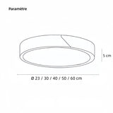 Plafonnier scandinave rond en bois et métal LED dimmable pour chambre