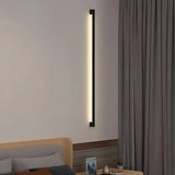Applique murale linéaire noire en métal LED dimmable minimaliste pour salon
