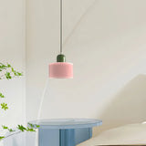 Suspension Morandi en verre rose cylindrique réglable en hauteur pour salle à manger