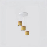 Suspension scandinave macaron cylindrique en bois et métal pour salle à manger
