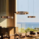 Suspension anneau en inox LED dimmable moderne pour salle à manger
