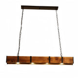 Suspension bois vintage rectangulaire 4 lampes pour salle à manger