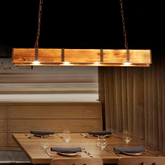 Suspension bois vintage rectangulaire 4 lampes pour salle à manger