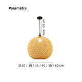 Suspension boule en bambou tressée à la main japonaise pour salle à manger