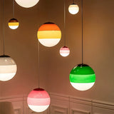 Suspension boule en verre coloré dégradé moderne à hauteur réglable pour salle à manger