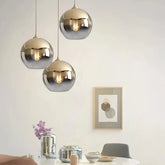 Suspension boule en verre dégradé moderne LED pour salle à manger