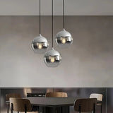 Suspension boule en verre dégradé moderne LED pour salle à manger