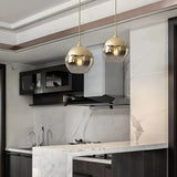 Suspension boule en verre dégradé moderne LED pour salle à manger