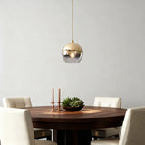 Suspension boule en verre dégradé moderne LED pour salle à manger
