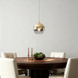 Suspension boule en verre dégradé moderne LED pour salle à manger