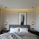 Suspension boule en verre design moderne LED hauteur réglable pour chevet