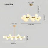Suspension boules de verre moderne LED pour salle à manger