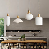 Suspension céramique blanc cannelé vintage réglable en hauteur pour salle à manger