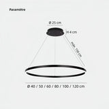 Suspension circulaire moderne LED dimmable en aluminium pour salle à manger