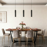 Suspension cylindre noir minimaliste LED en métal à hauteur réglable pour salle à manger