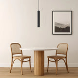 Suspension cylindre noir minimaliste LED en métal à hauteur réglable pour salle à manger