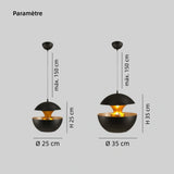 Suspension design moderne pomme LED en métal à hauteur réglable pour salle à manger