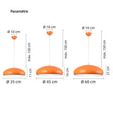 Suspension dôme scandinave LED dimmable en aluminium pour salle à manger