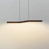 Suspension effet bois scandinave linéaire LED dimmable pour salle à manger