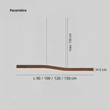 Suspension effet bois scandinave linéaire LED dimmable pour salle à manger