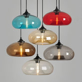 Suspension en verre coloré ovale moderne réglable en hauteur salle à manger