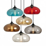 Suspension en verre coloré ovale moderne réglable en hauteur salle à manger