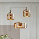 Suspension en verre moderne LED à hauteur réglable pour salle à manger