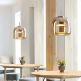 Suspension en verre moderne LED à hauteur réglable pour salle à manger