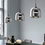 Suspension en verre moderne LED à hauteur réglable pour salle à manger