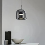 Suspension en verre moderne LED à hauteur réglable pour salle à manger