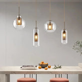 Suspension en verre transparent et métal moderne à hauteur réglable pour salle à manger