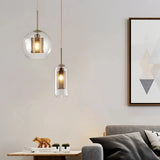 Suspension en verre transparent et métal moderne à hauteur réglable pour salle à manger