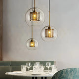 Suspension en verre transparent et métal moderne à hauteur réglable pour salle à manger